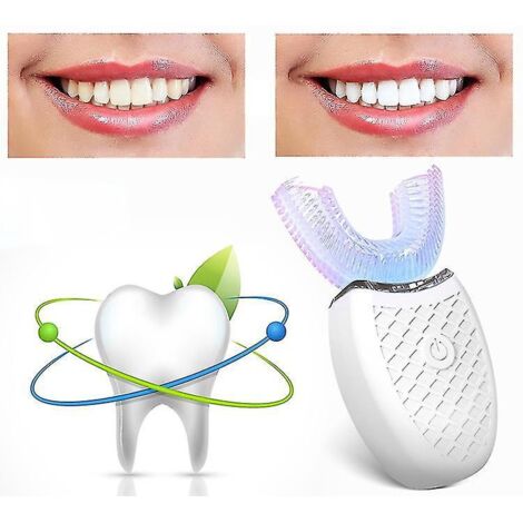 Brosse à dents électrique automatique intelligente à 360° en forme de U pour adultes, nettoyage multi-modes, rechargeable par USB, tête de brosse