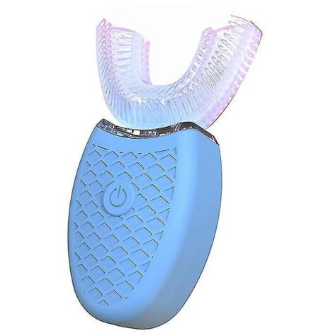 Brosse à dents électrique en forme de U pour adultes, nettoyage buccal automatique intelligent à 360°, plusieurs modes, rechargeable par USB, bleue