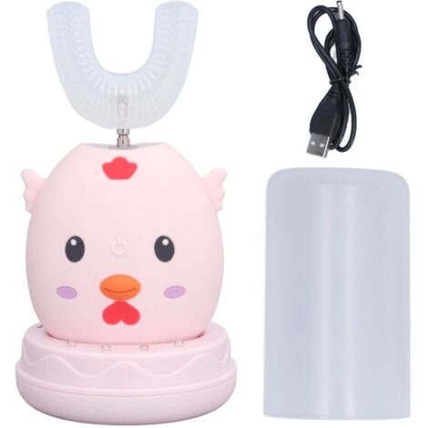 Brosse à dents électrique en forme de U pour enfants 6‑12 ans - Design mignon et silicone 360° pour soins bucco-dentaires