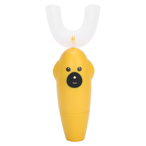 Brosse à dents électrique en forme de U pour enfants - Nettoyage buccal automatique avec massage (Jaune)
