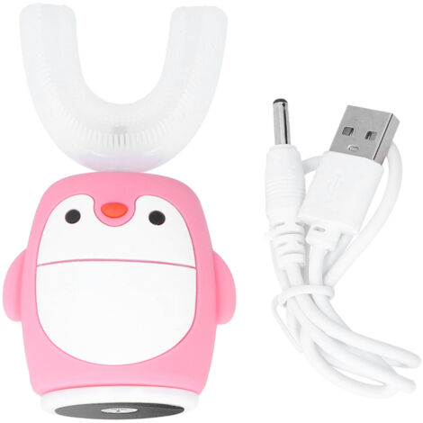 Brosse à dents électrique en forme de U pour enfants - Soin buccal ludique et efficace (Rose)