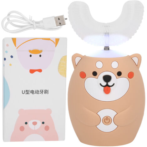 Brosse à dents électrique en silicone en forme de U pour enfants, rechargeable USB, soin buccal intelligent