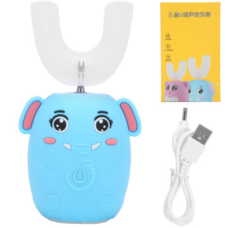 Brosse à Dents Électrique Enfant avec Embout en U et Design Cartoon - Automatique (Bleu)