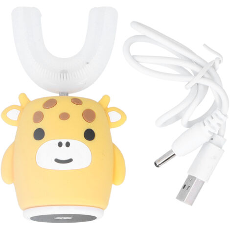 Brosse à dents électrique enfant en forme de U - Brosse à dents cartoon pour enfants - Soin buccal (Jaune)