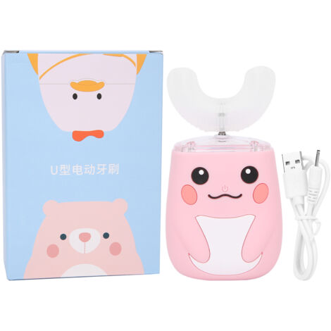 Brosse à dents électrique enfant en forme de U, nettoyage et massage des dents, étanche, automatique, rose