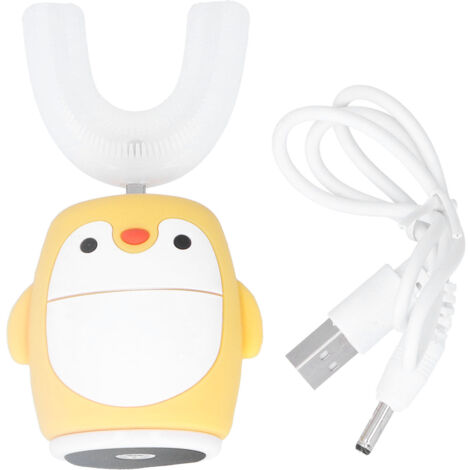Brosse à dents électrique enfant en forme de U - Soin buccal ludique et efficace (Jaune)