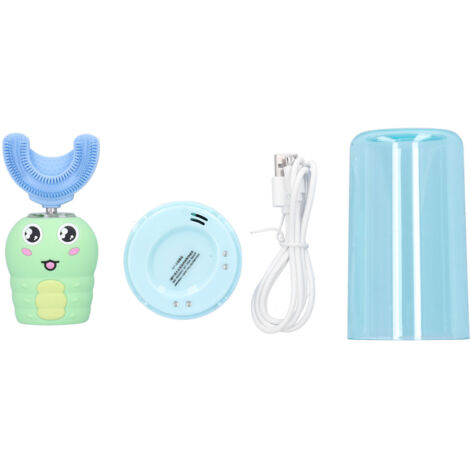 Brosse à dents électrique enfant en silicone avec voix intelligente et forme en U - Soin buccal pour enfants