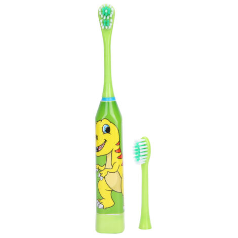 Brosse à dents électrique enfant - Modèle cartoon adorable pour soins bucco-dentaires - Vert clair