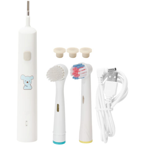 Brosse à dents électrique enfant rechargeable USB, poils souples, étanche IPX7, bleu