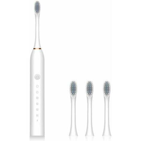 Brosse à dents électrique Portable IPX7 étanche Rechargeable 6 vitesses brosse à dents maison salle de bain dispositif de nettoyage, Blanc