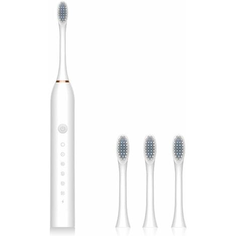 Brosse à dents électrique Portable IPX7 étanche Rechargeable 6 vitesses brosse à dents maison salle de bain dispositif de nettoyage, Blanc