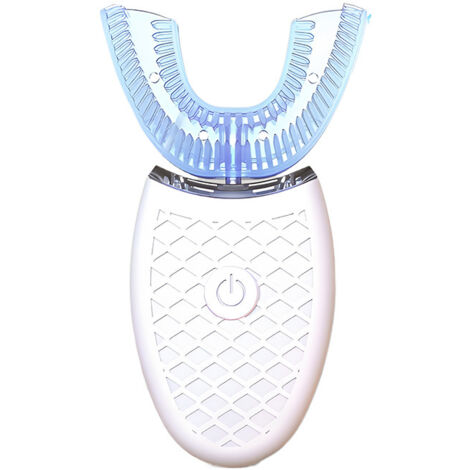 Brosse à dents électrique  pour adultes, tête en silicone en forme de U, blanche