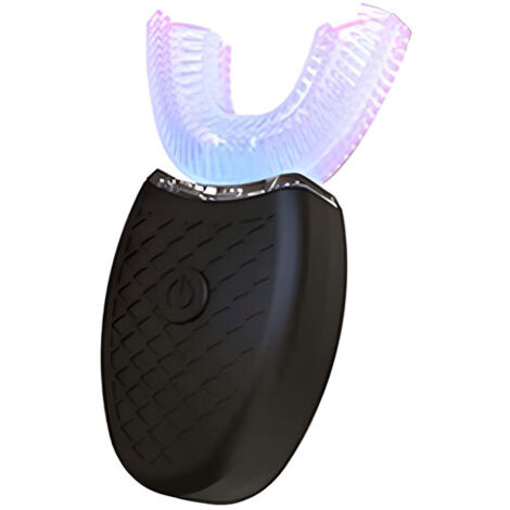 Brosse à dents électrique  pour adultes, tête en silicone en forme de U, noire