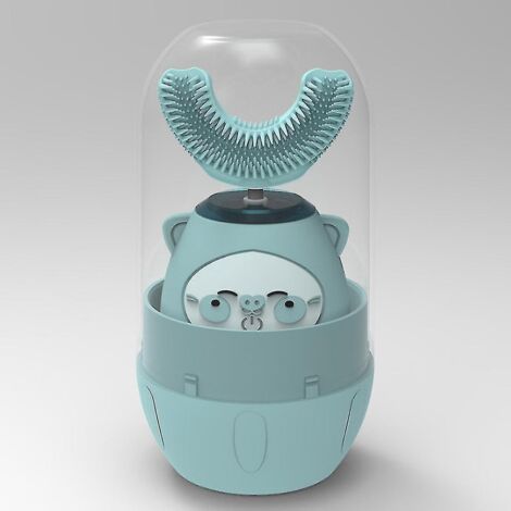 Brosse à dents électrique pour enfants en forme de U, nettoyage à 360°, 3 modes, 2 LED UV bleues