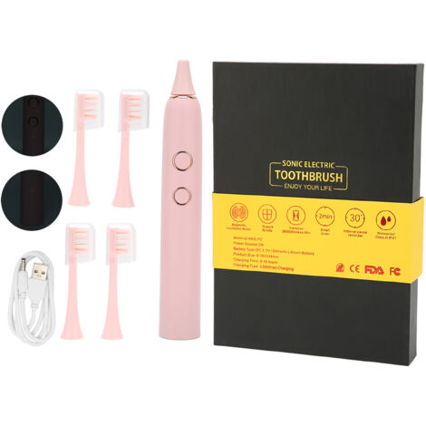 Brosse à dents électrique rechargeable pour adultes - Nettoyage et blanchiment - Mode réglable - Rose