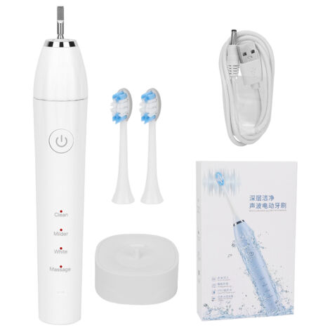 Brosse à dents électrique rechargeable USB pour adultes, étanche IPX7, haute fréquence, blanc
