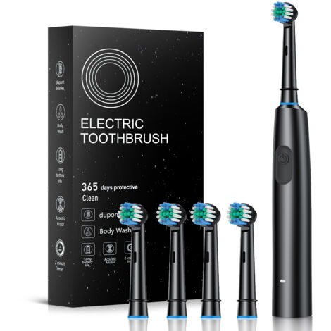 Brosse à dents électrique rotative à suspension magnétique, 5 modes, nettoyage sonique, 8 têtes de brosse et étui de transport, convient pour les enfants et les adultes, les voyages, le camping, le