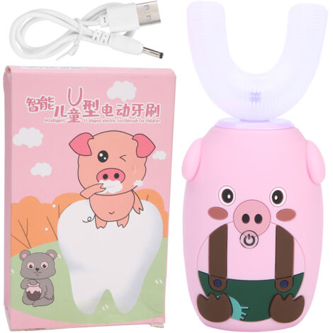 Brosse à dents électrique sonique automatique en U pour enfants - Rose