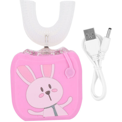 Brosse à dents électrique sonique en forme de U pour enfants - Rose lapin, élimination de la plaque dentaire