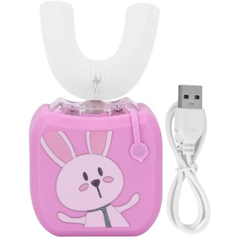 Brosse à dents électrique sonique en U pour enfants - Soin buccal intelligent avec design cartoon (Rose)