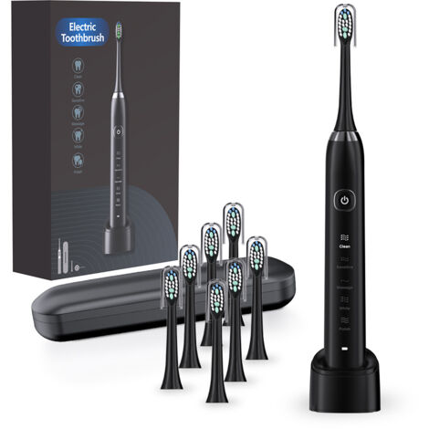 Brosse à dents électrique sonique portable étanche IPX7 Sarmocare S100 avec 8 têtes de brosse violettes