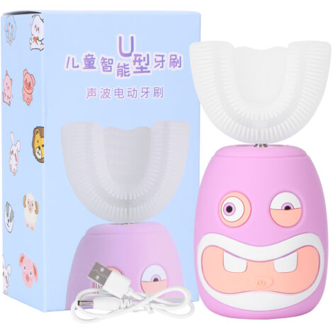 Brosse à dents électrique sonique pour enfants en forme de U avec design cartoon