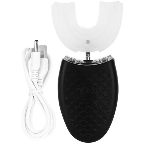 Brosse à Dents Électrique Ultrasonique Adulte en Forme U - Nettoyage Automatique pour Soins Bucco-Dentaires (Modèle Noir)