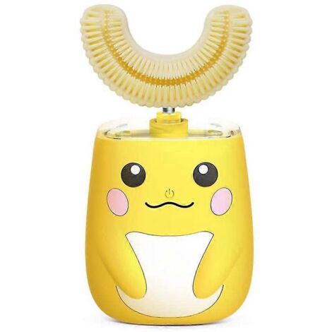 Brosse à dents électrique ultrasonique pour enfants avec minuteur intelligent IPX7 pour les tout-petits de 2 à 8 ans, jaune