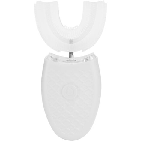Brosse à dents électrique ultrasonique rechargeable en silicone U Shape (Blanche) - Nettoyage 360°, Bluetooth, 4 modes, USB, 1500 mAh