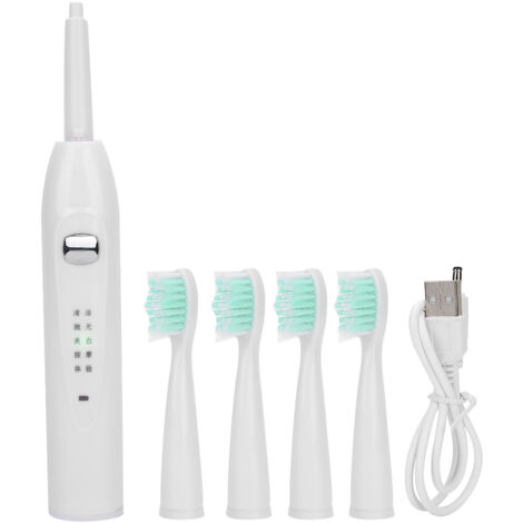 Brosse à dents électrique ultrasonique rechargeable USB pour adultes, étanche, poils souples, blanc