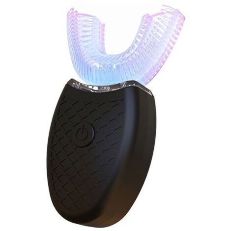 Brosse à dents électrique ultrasonique U-Shape, 4 modes, minuterie, recharge sans fil à 360 degrés-noir