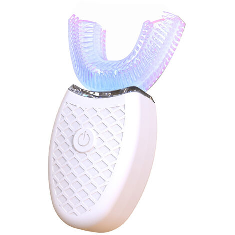 Brosse à dents pour adultes, brosse à dents ultrasonique en forme de U, brosse à dents de blanchiment automatique intelligente, 4 vitesses, brosse à dents étanche IPX7 (blanche)