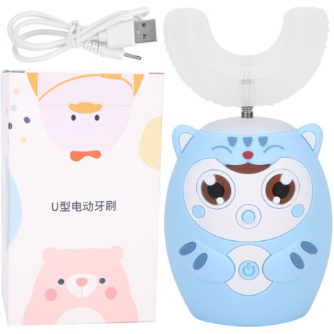 Brosse à dents ultrasonique automatique en U pour enfants - Modèle cartoon bleu