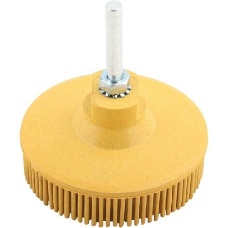 Brosse à Disque Électrique En Émeri Et Caoutchouc Brosse Abrasive Ébavurage Polissage Meule Bijoux Bois Métal Polissage(7.5cm Jaune )