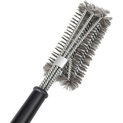Brosse à Grill 3-en-1 avec Poils Métalliques Rigides – Nettoyage Puissant pour Grilles de Barbecue, Manche Ergonomique et Résistant