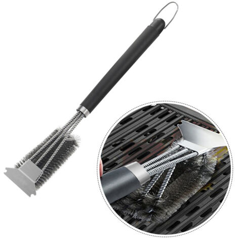 Brosse à Grill à Bristles en Fil Acier Inoxydable Nettoyeur Barbecue Triple Scrubber