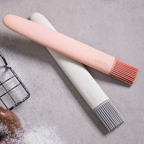 Brosse à huile en silicone amovible, brosse à huile pour barbecue, brosse à crêpes de cuisine 2pcs Sakura rose/blanc cassé