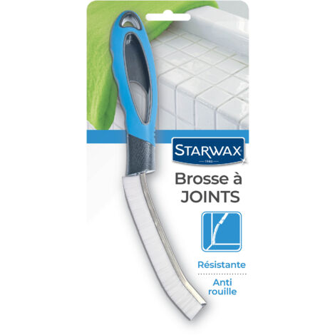 Starwax – Brosse à joints plastique pour carrelage – Tête étroite pour recoins – Poignée ergonomique anti-dérapante – Résiste jusqu'à 90°C