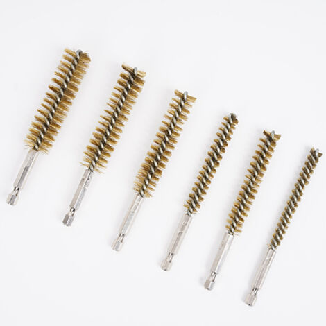 Brosse à manche hexagonal en fil de cuivre avec trou métallique, manche hexagonal poli