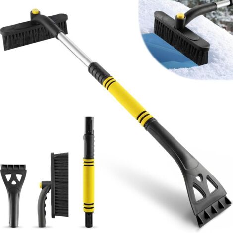 Brosse à neige et grattoir à glace de pour pare-brise de voiture, accessoires de déneigement extensibles avec poignée en mousse,brosse pivotant à 360°,outil de déneigement pour voitures,camions et VUS
