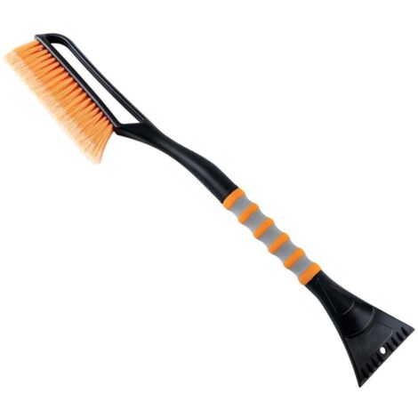 Brosse à neige et grattoirs à glace de 68 cm pour pare-brise de voiture, grattoirs à neige détachables avec poignée en mousse ergonomique pour voitures,camions et VUS(ABS robuste,brosse en PVC,orange)