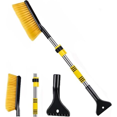 Brosse à neige extensible et grattoir à glace pour voiture, grattoir à neige détachable pour pare-brise de voiture et camion, nettoyeur de vitres, déneigeur, accessoires d'hiver pour voiture (Jaune)