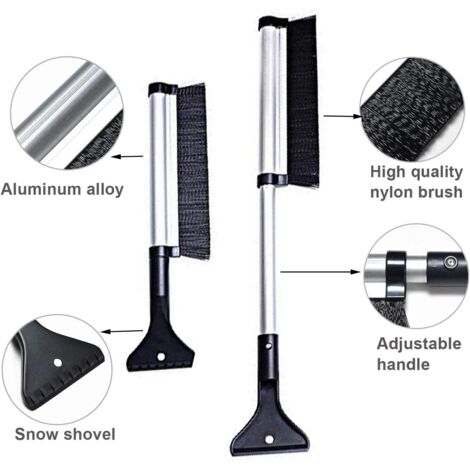 Brosse à neige, grattoir à neige télescopique, balai à neige, grattoir à glace 2 en 1