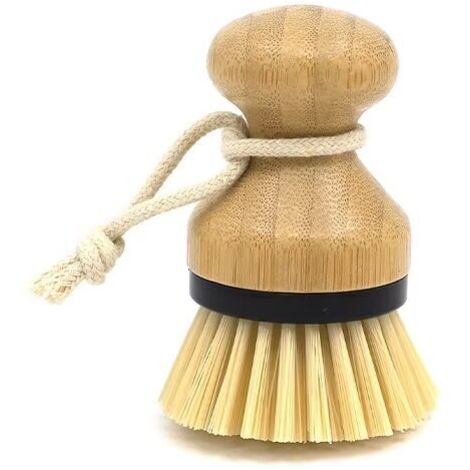 Brosse à Paume en Bambou, Brosse à Récurer pour Nettoyage des Vaisselle Casseroles Plates Éviers de Cuisine(Noir)