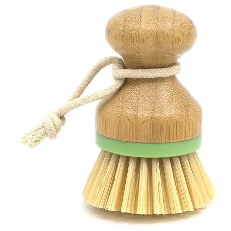 Brosse à Paume en Bambou, Brosse à Récurer pour Nettoyage des Vaisselle Casseroles Plates Éviers de Cuisine(Vert)