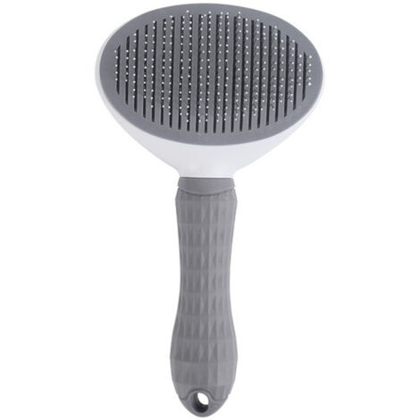 Brosse à poils fins grise avec manche plastique - Nouveau design - Pour démêlage et toilettage, livrée en sachet OPP