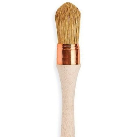 Brosse à rechampir manche bois brut avec virole acier-cuivré et soies  Taille: 6 : 29 mm