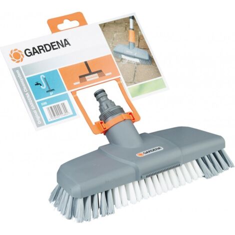 Balai de lavage avec grattoir – Longueur de manche ajustable – Buse à jet plat pour nettoyage intensif – Compatible avec système Gardena