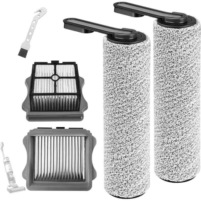 Brosse à Rouleau + Filtre pièces de Rechange compatible pour Tineco Floor One S5, S5 Pro, S5 Pro 2, S5 Extreme, Ensemble d'accessoires 2 Rouleaux de