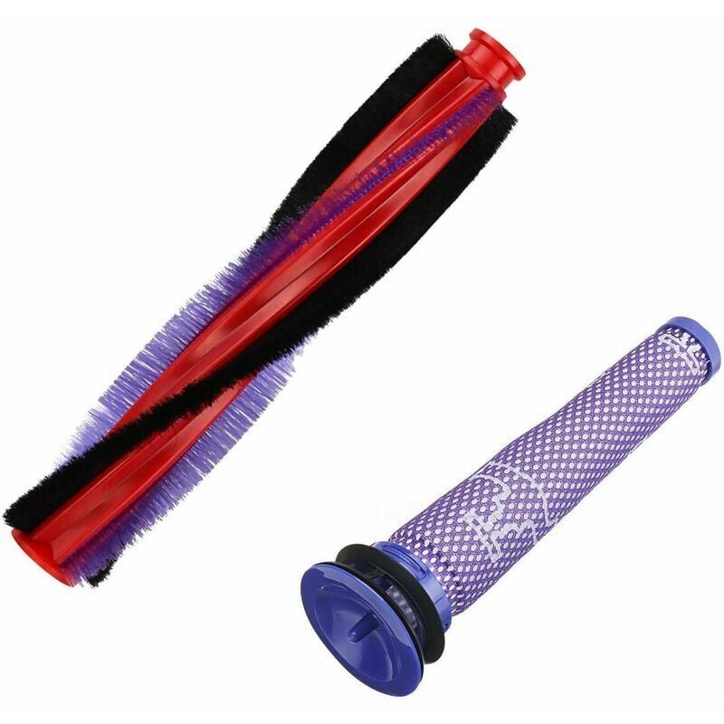 Brosse à rouleau pour aspirateur compatible avec le kit de remplacement Dyson V6/DC59/DC62/SV03 (1 brosse de 185 mm et 1 filtre Hepa)